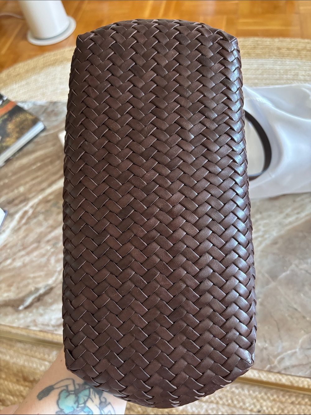 COACH Woven Swing Tote Bag – Maple / Chocolate Brown – Style CBF83 - Picture 6 of 7
